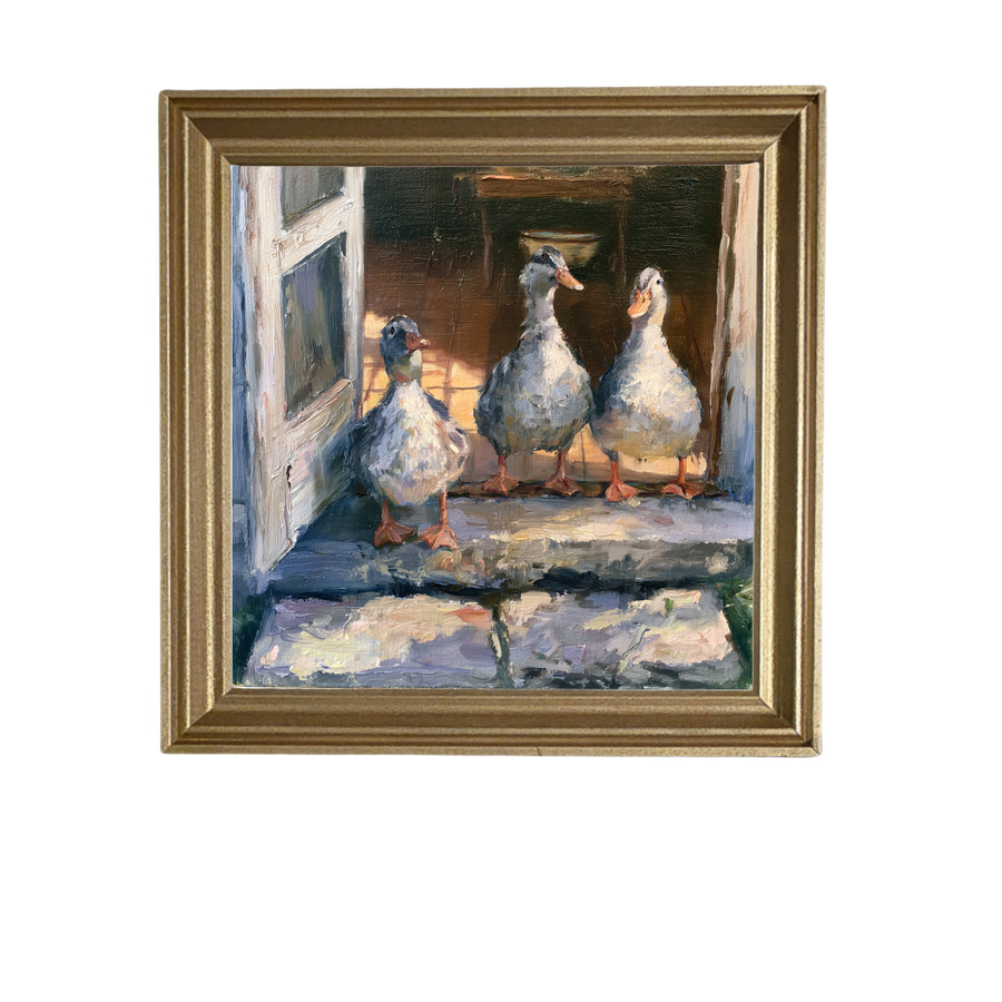 Three ducks gathered outside an open door in a rustic farmhouse setting — product view 5