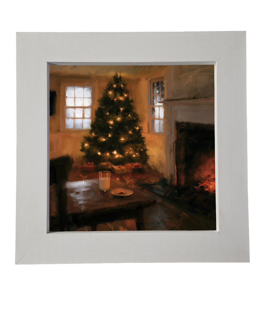 Serene farmhouse living room decorated for Christmas in warm neutral tones with gold and black accents — product view 6