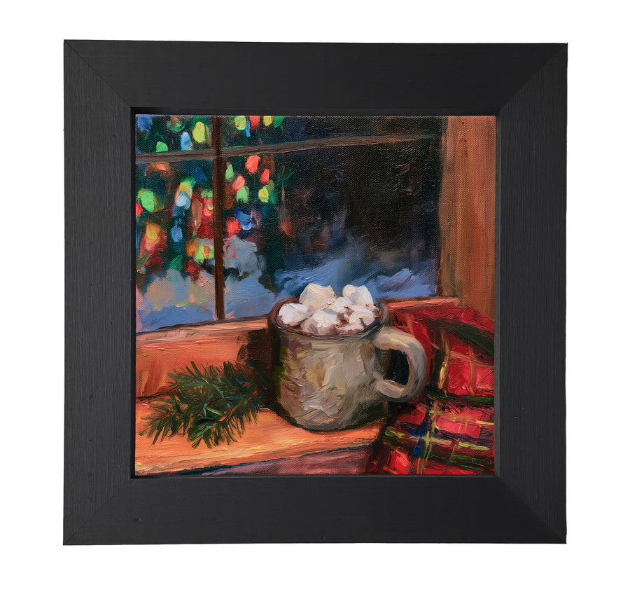 Chunky ceramic mug filled with hot cocoa, topped with cream, in rustic farmhouse style — product view 7