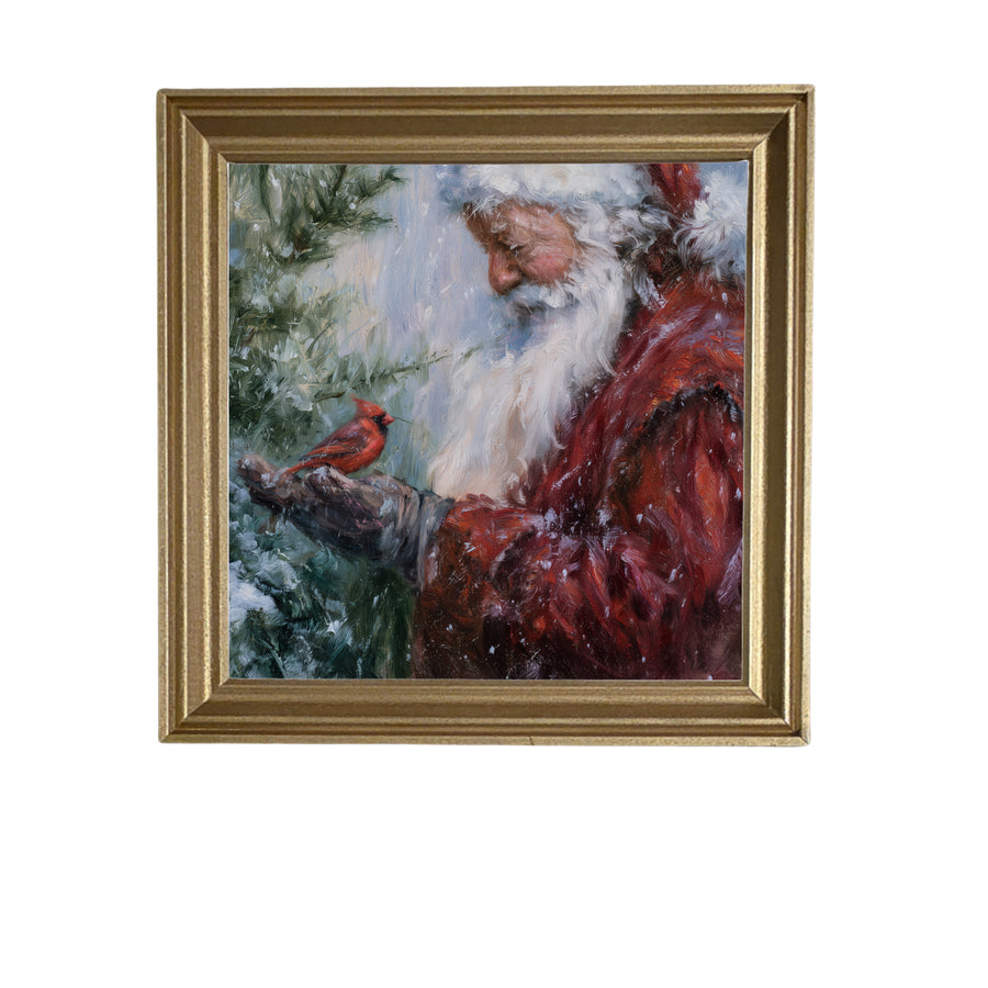 Santa Claus in traditional attire with a red cardinal, rustic farmhouse style — product view 5