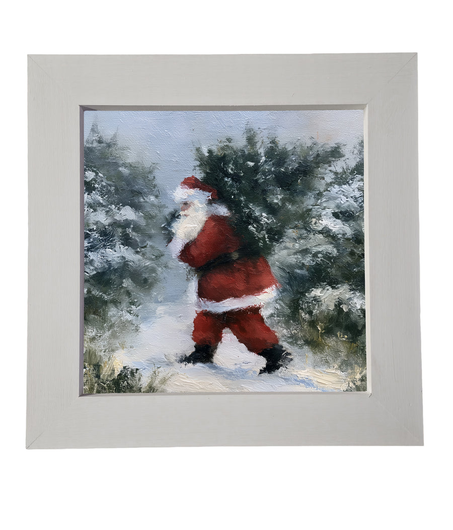Classic old-fashioned Santa Claus walking in rustic farmhouse style with red and white tones — product view 6