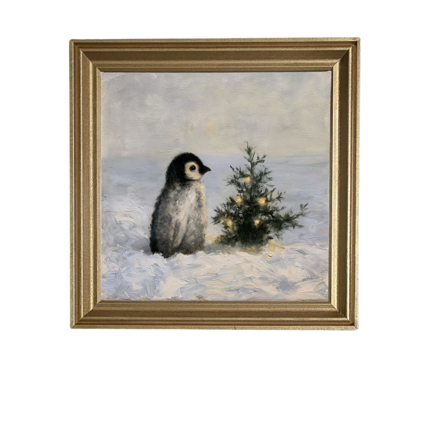 A fluffy emperor penguin chick stands quietly, depicted in soft white, black, and gray tones. — product view 5
