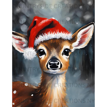 Reindeer Wall Art Print, Christmas Reindeer Décor, Holiday Wall Art, Winter Décor, Cute Baby Reindeer, Physical Print