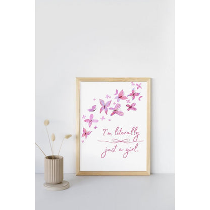 I'm Literally Just a Girl Coquette Poster, Pink Art Print, Girly Wall Decor, Bedroom Aesthetic, Room Decoration, Feminine wall art,PRINTONLY