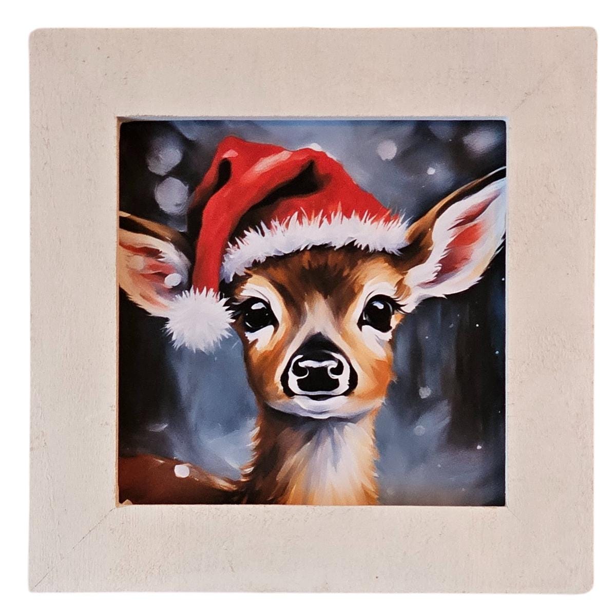 Reindeer Framed Print, Christmas Reindeer Décor, Holiday Wall Art, Winter Décor, Cute Baby Reindeer