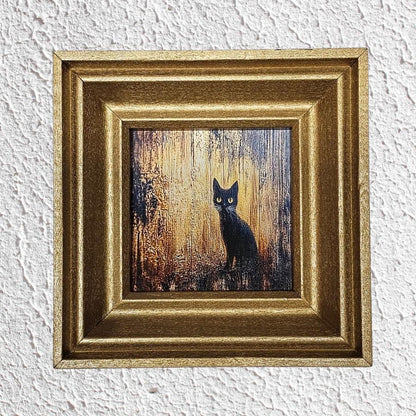 Spooky Black Cat MINI Framed Print,  Cat Wall Art, Spooky Kitten, Cute Halloween Decoration, Cat Lover Gift, Whimsical Cat Wall Décor