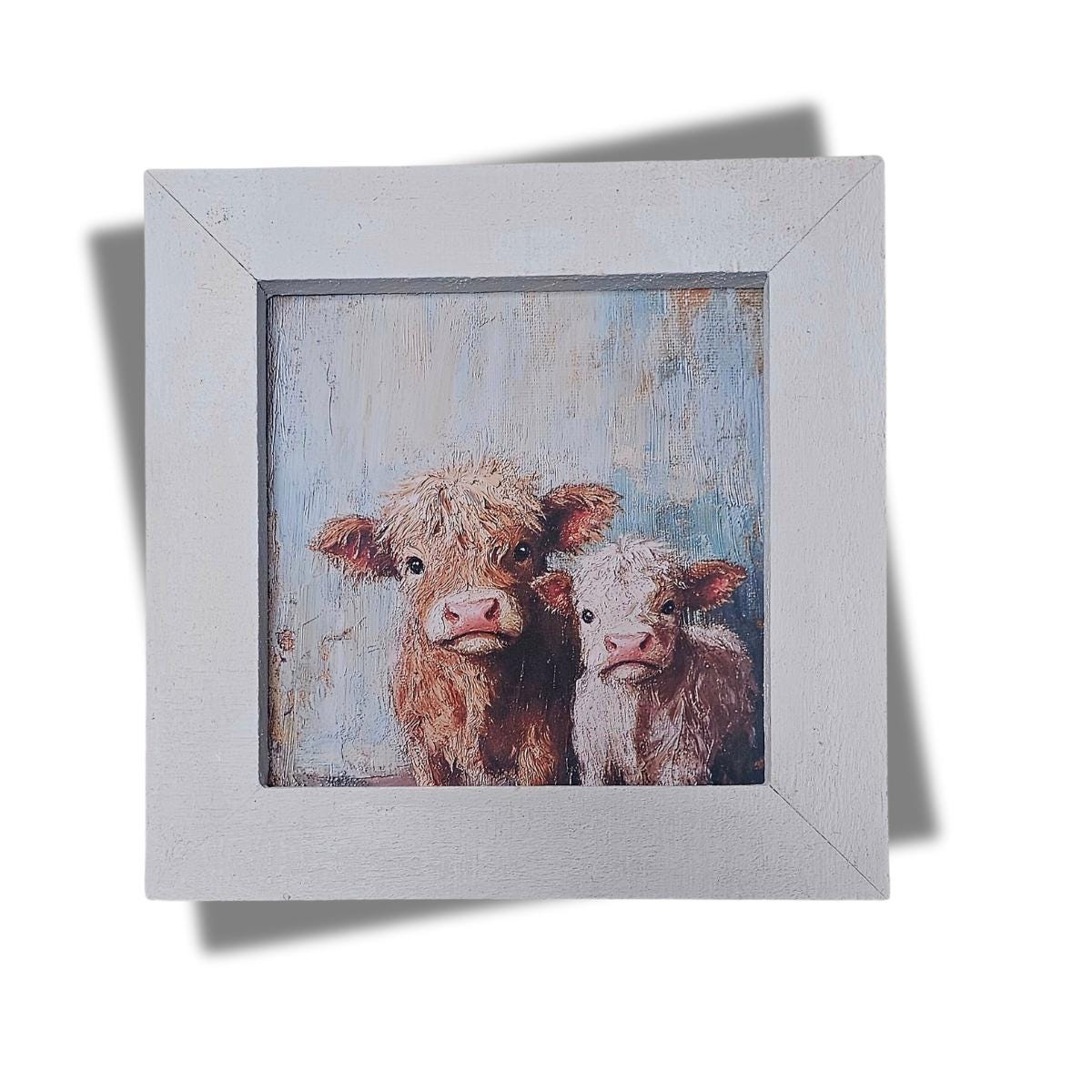 Framed Baby Highland Cow Print, Farmhouse Art, Farm Theme Decor, Animal Print Wall Art, Cow wall art, Highland cow art