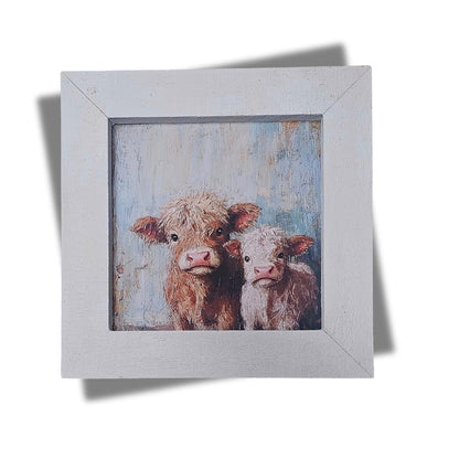 Framed Baby Highland Cow Print, Farmhouse Art, Farm Theme Decor, Animal Print Wall Art, Cow wall art, Highland cow art