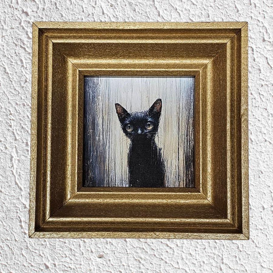 Spooky Black Cat MINI Framed Print,  Cat Wall Art, Spooky Kitten, Cute Halloween Decoration, Cat Lover Gift, Whimsical Cat Wall Décor