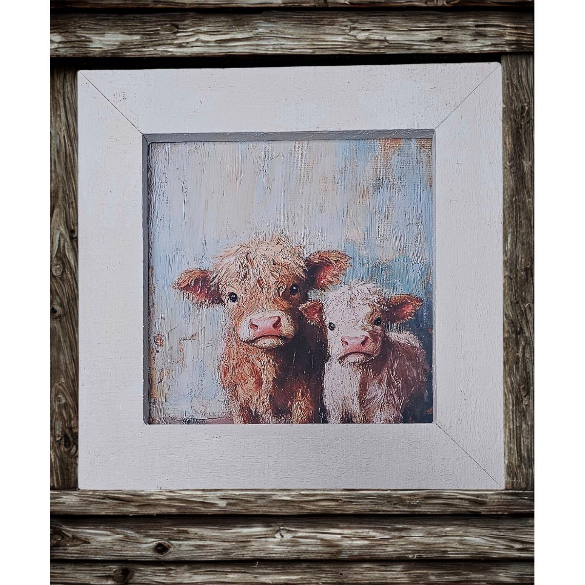 Framed Baby Highland Cow Print, Farmhouse Art, Farm Theme Decor, Animal Print Wall Art, Cow wall art, Highland cow art