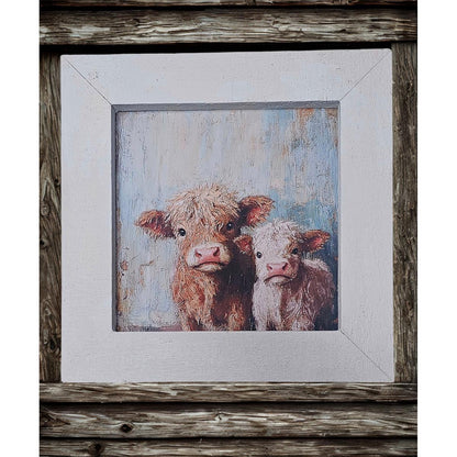 Framed Baby Highland Cow Print, Farmhouse Art, Farm Theme Decor, Animal Print Wall Art, Cow wall art, Highland cow art