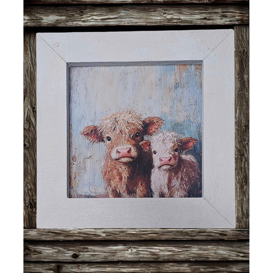 Framed Baby Highland Cow Print, Farmhouse Art, Farm Theme Decor, Animal Print Wall Art, Cow wall art, Highland cow art