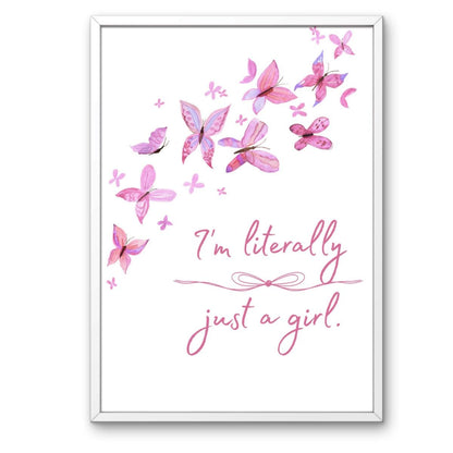 I'm Literally Just a Girl Coquette Poster, Pink Art Print, Girly Wall Decor, Bedroom Aesthetic, Room Decoration, Feminine wall art,PRINTONLY