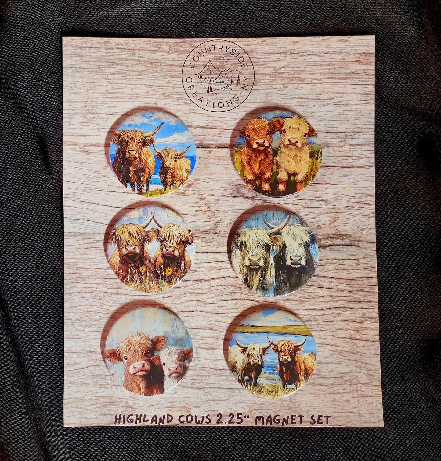 Highland Cows Magnets or Buttons, Highland Cow Magnet Set, Scottish Cows, Highland Cow magnet, Highland Cow Pin, Cow art
