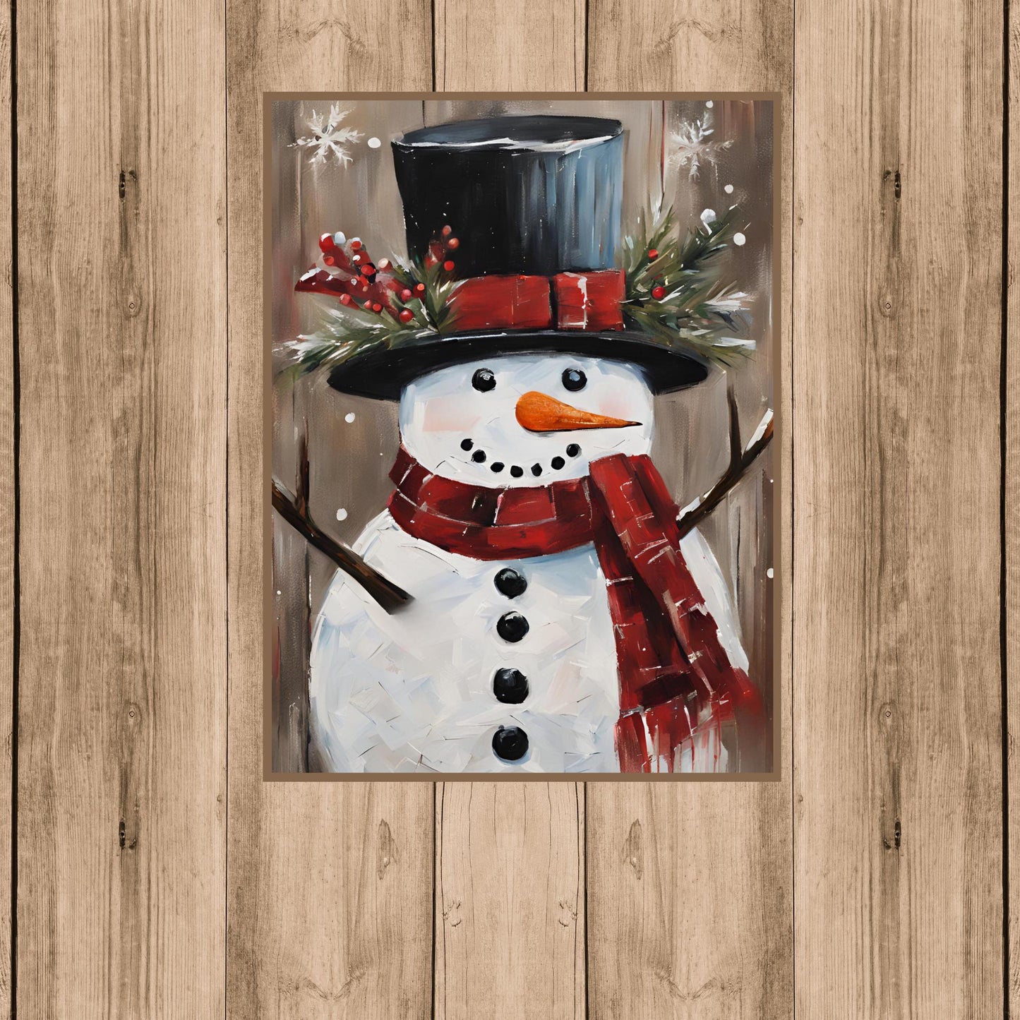 Rustic Snowman Print, Winter Wall Art, Holiday Decoration, Christmas Décor, Snowman Art, Farmhouse Décor, Physical Print