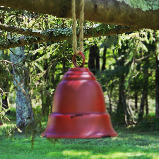 Red/White Metal Christmas Bell, Distressed Rustic Bell, Holiday Decoration, Winter Home Decor, Seasonal Decor