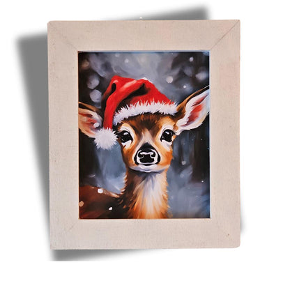 Reindeer Framed Print, Christmas Reindeer Décor, Holiday Wall Art, Winter Décor, Cute Baby Reindeer