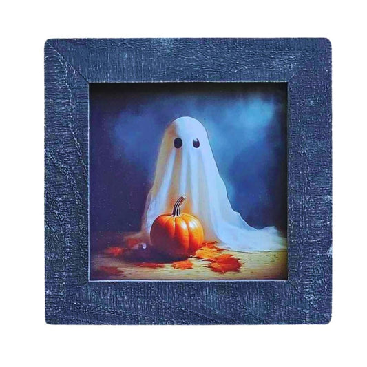 Cute Ghost Pumpkin Wall Art, Halloween Framed Print, Spooky Home Décor, Halloween Gift Idea, Spooky Season Decoration