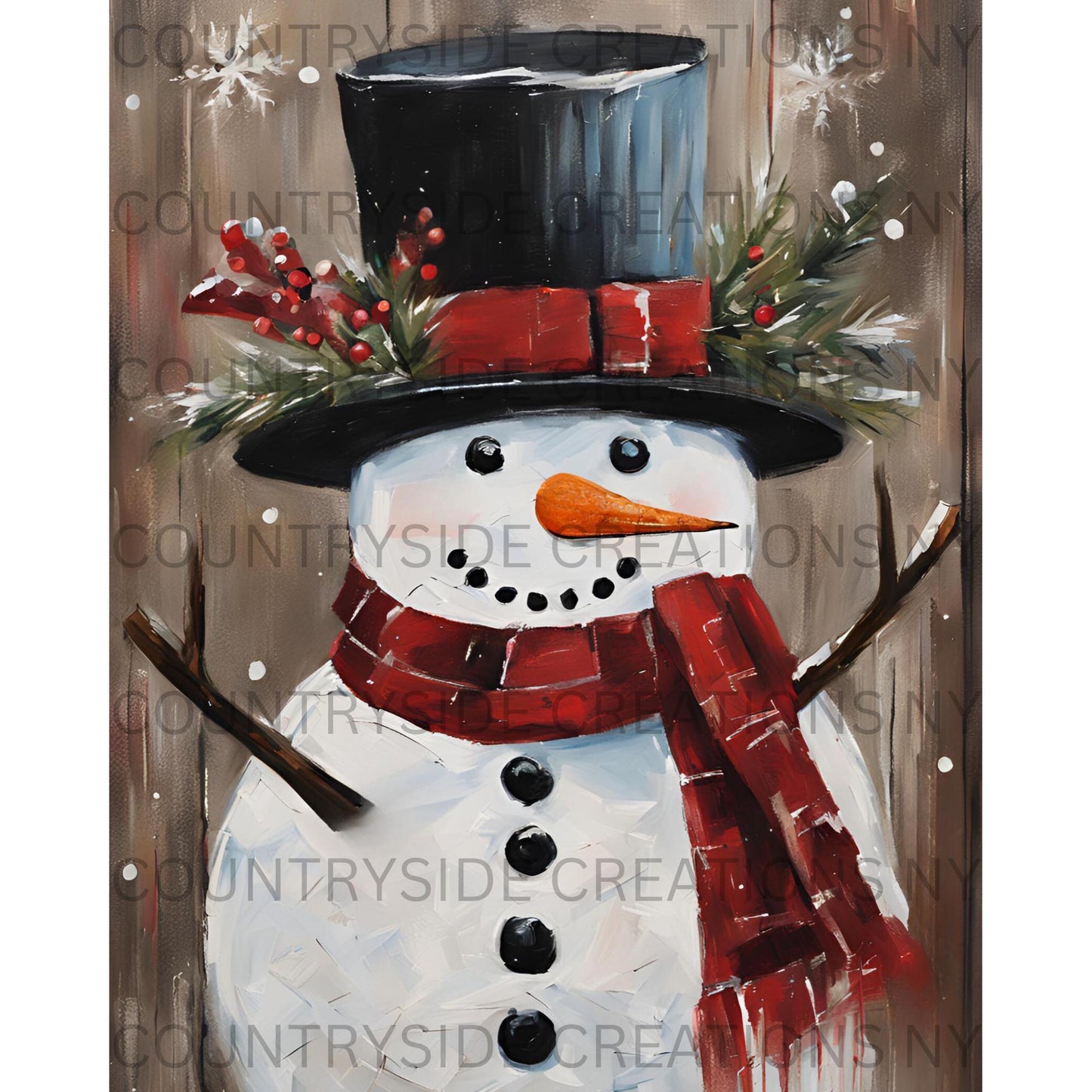 Rustic Snowman Print, Winter Wall Art, Holiday Decoration, Christmas Décor, Snowman Art, Farmhouse Décor, Physical Print