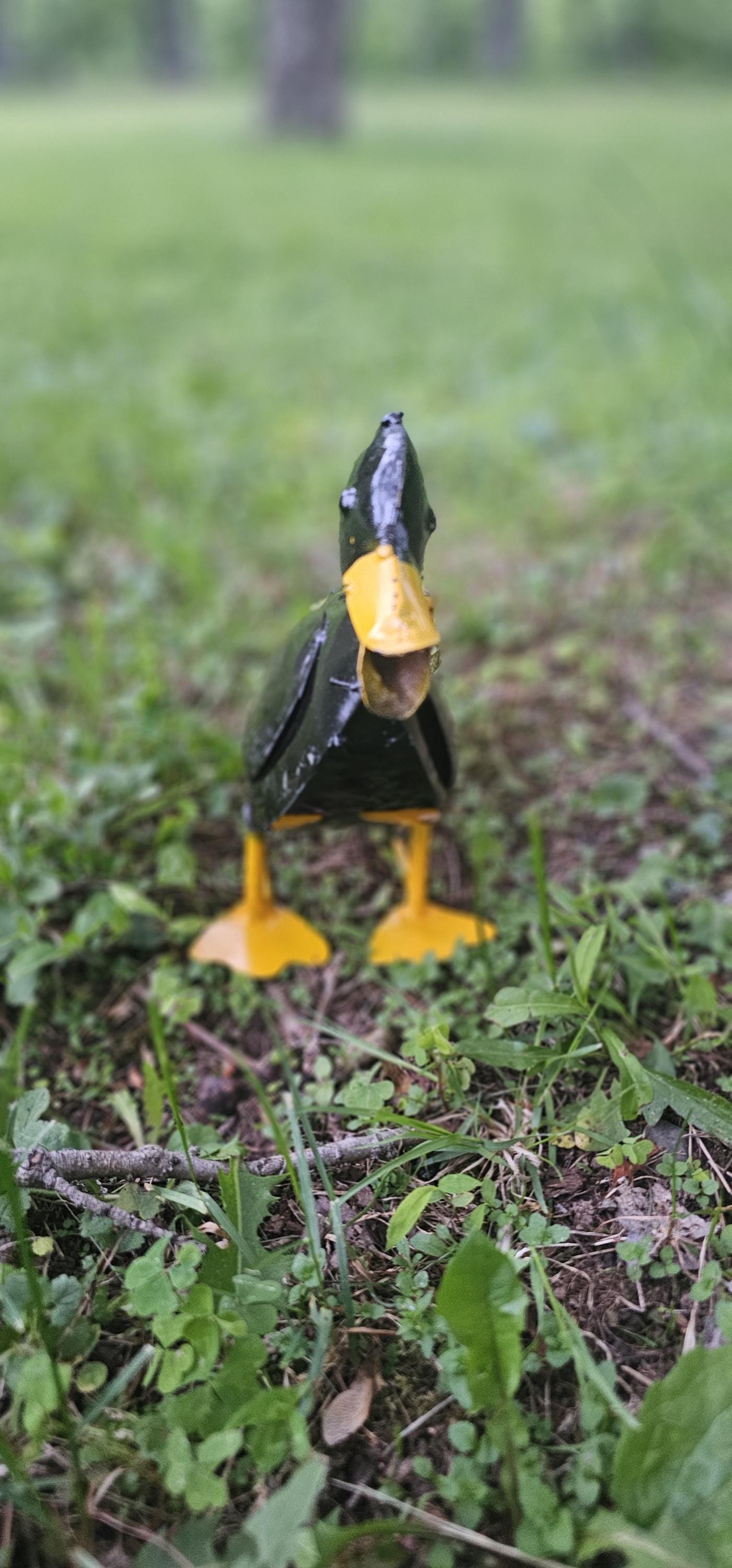 Reclaimed Metal Duck Figurine, Baby Duck Sculpture, Metal Duck Decor, Eco-Friendly Duck Art, Animal Sculpture, Yard art
