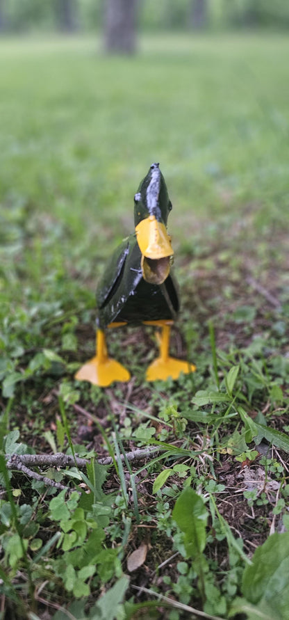 Reclaimed Metal Duck Figurine, Baby Duck Sculpture, Metal Duck Decor, Eco-Friendly Duck Art, Animal Sculpture, Yard art