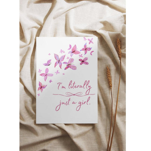 I'm Literally Just a Girl Coquette Poster, Pink Art Print, Girly Wall Decor, Bedroom Aesthetic, Room Decoration, Feminine wall art,PRINTONLY