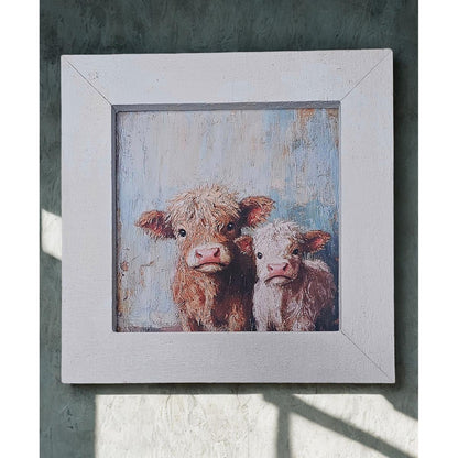 Framed Baby Highland Cow Print, Farmhouse Art, Farm Theme Decor, Animal Print Wall Art, Cow wall art, Highland cow art