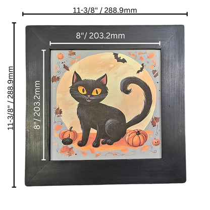 Halloween Cat in the Moon |Framed Print| Wall Art, Spooky Kitten, Cute Halloween Decoration, Cat Lover Gift, Whimsical Cat Wall Décor