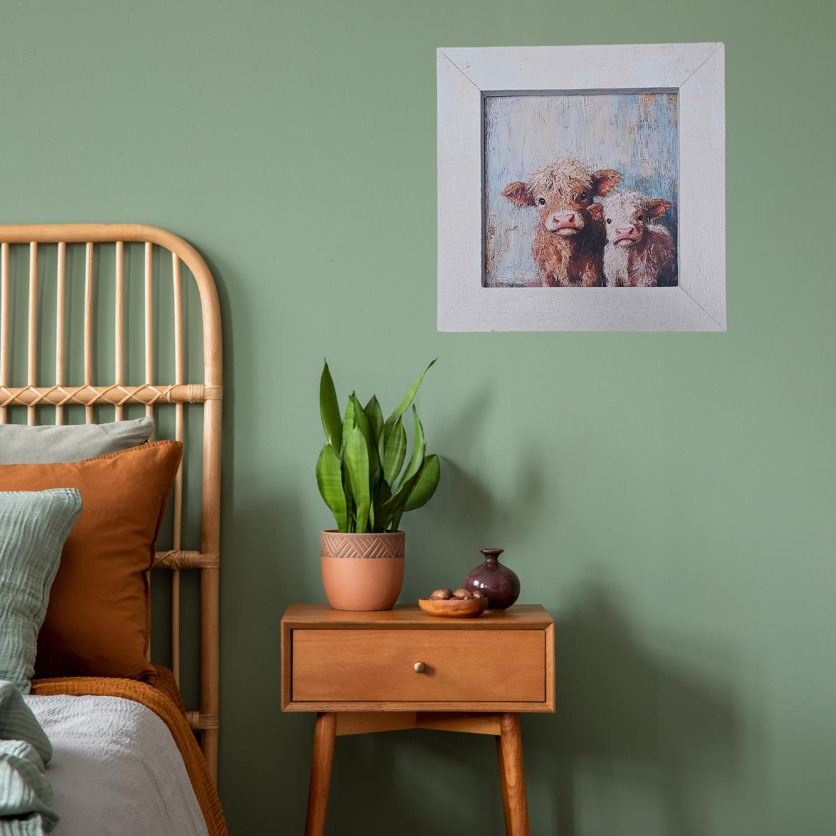 Framed Baby Highland Cow Print, Farmhouse Art, Farm Theme Decor, Animal Print Wall Art, Cow wall art, Highland cow art