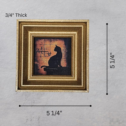 Spooky Black Cat MINI Framed Print,  Cat Wall Art, Spooky Kitten, Cute Halloween Decoration, Cat Lover Gift, Whimsical Cat Wall Décor