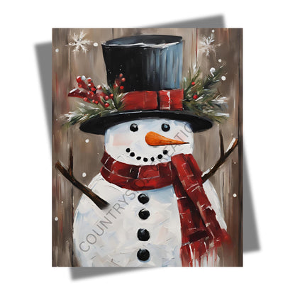 Rustic Snowman Print, Winter Wall Art, Holiday Decoration, Christmas Décor, Snowman Art, Farmhouse Décor, Physical Print