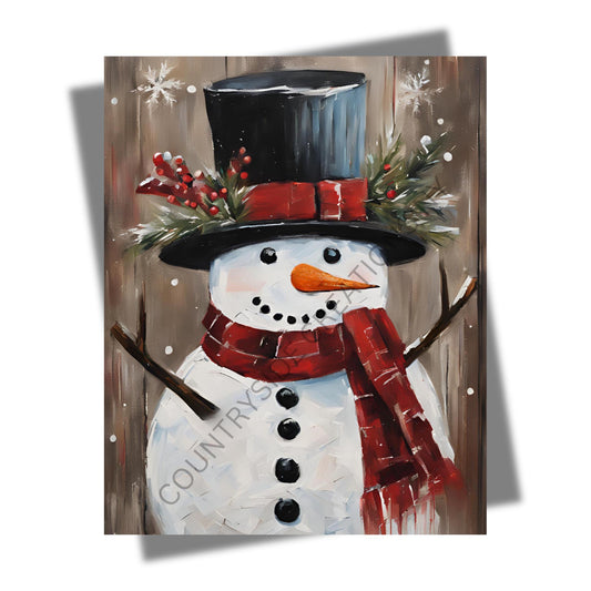Rustic Snowman Print, Winter Wall Art, Holiday Decoration, Christmas Décor, Snowman Art, Farmhouse Décor, Physical Print