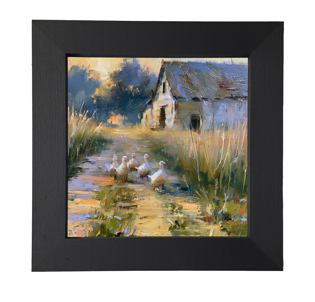 A small line of ducks walking together, rendered in farmhouse style with white, black, and gold accents. — product view 7