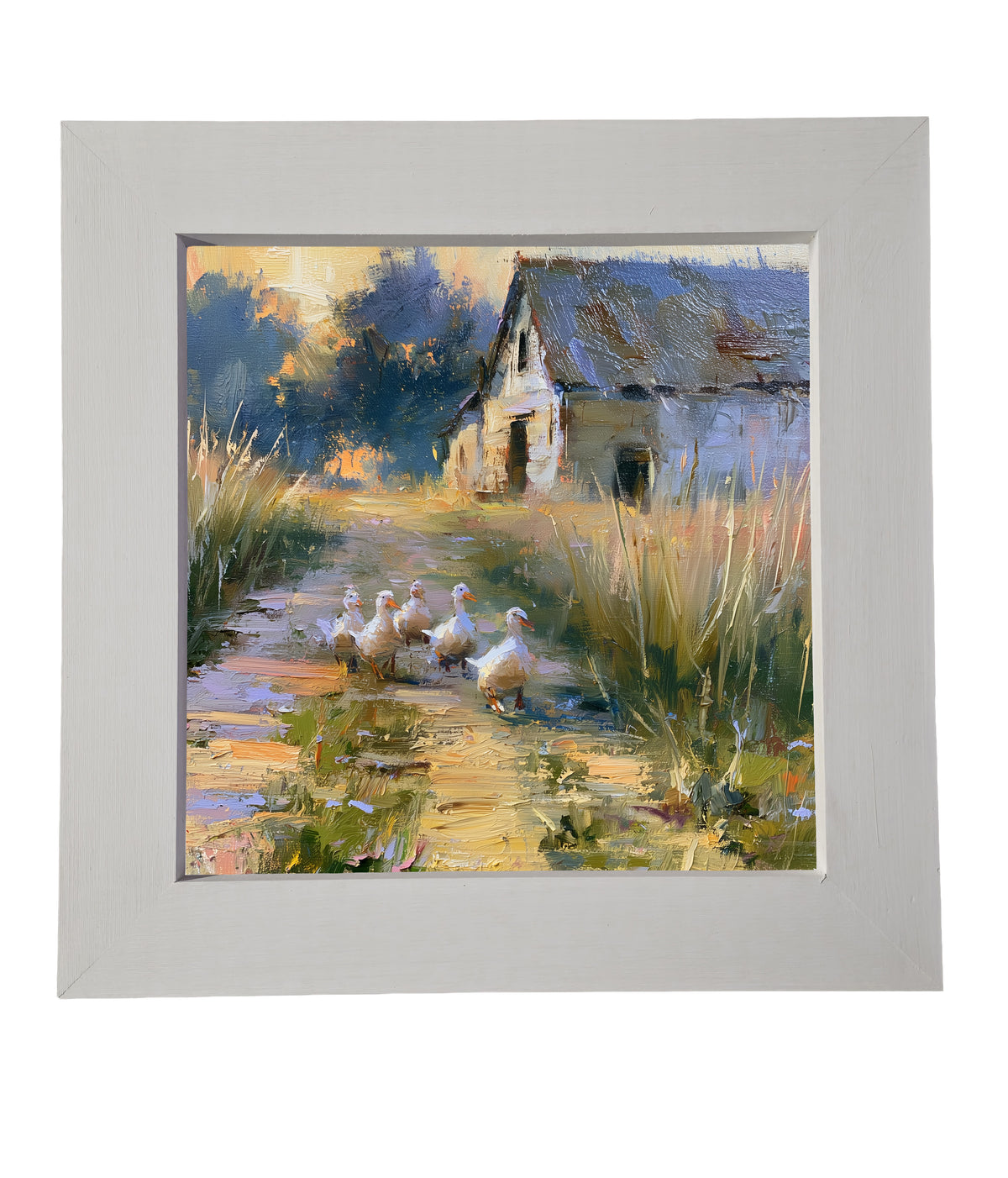 A small line of ducks walking together, rendered in farmhouse style with white, black, and gold accents. — product view 6