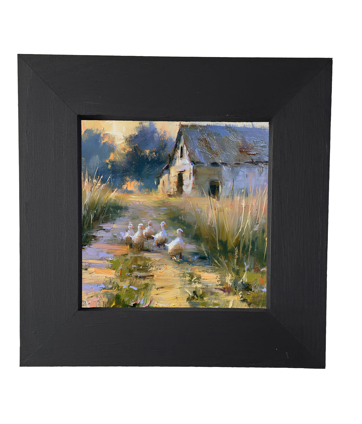 A small line of ducks walking together, rendered in farmhouse style with white, black, and gold accents. — product view 4