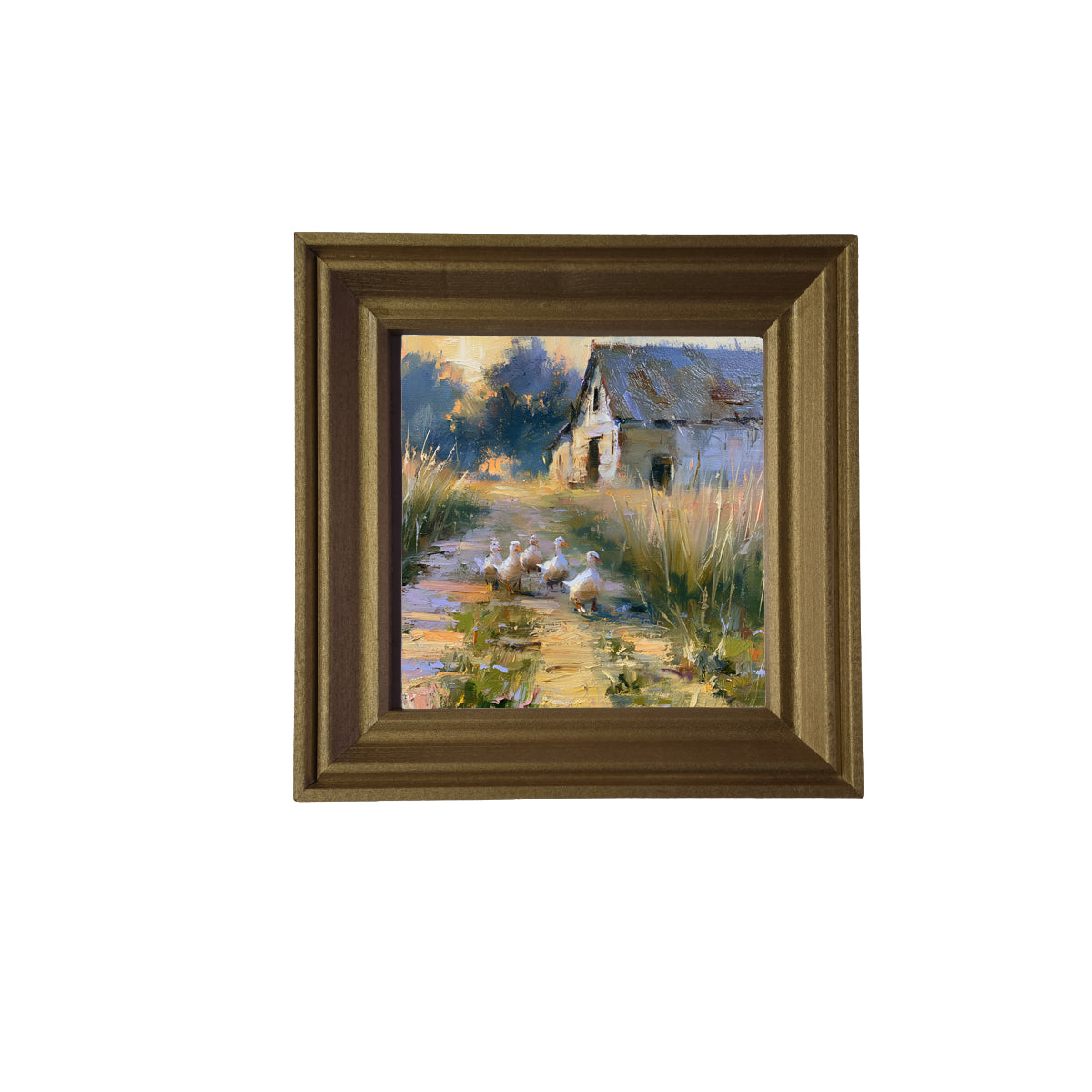 A small line of ducks walking together, rendered in farmhouse style with white, black, and gold accents. — product view 2
