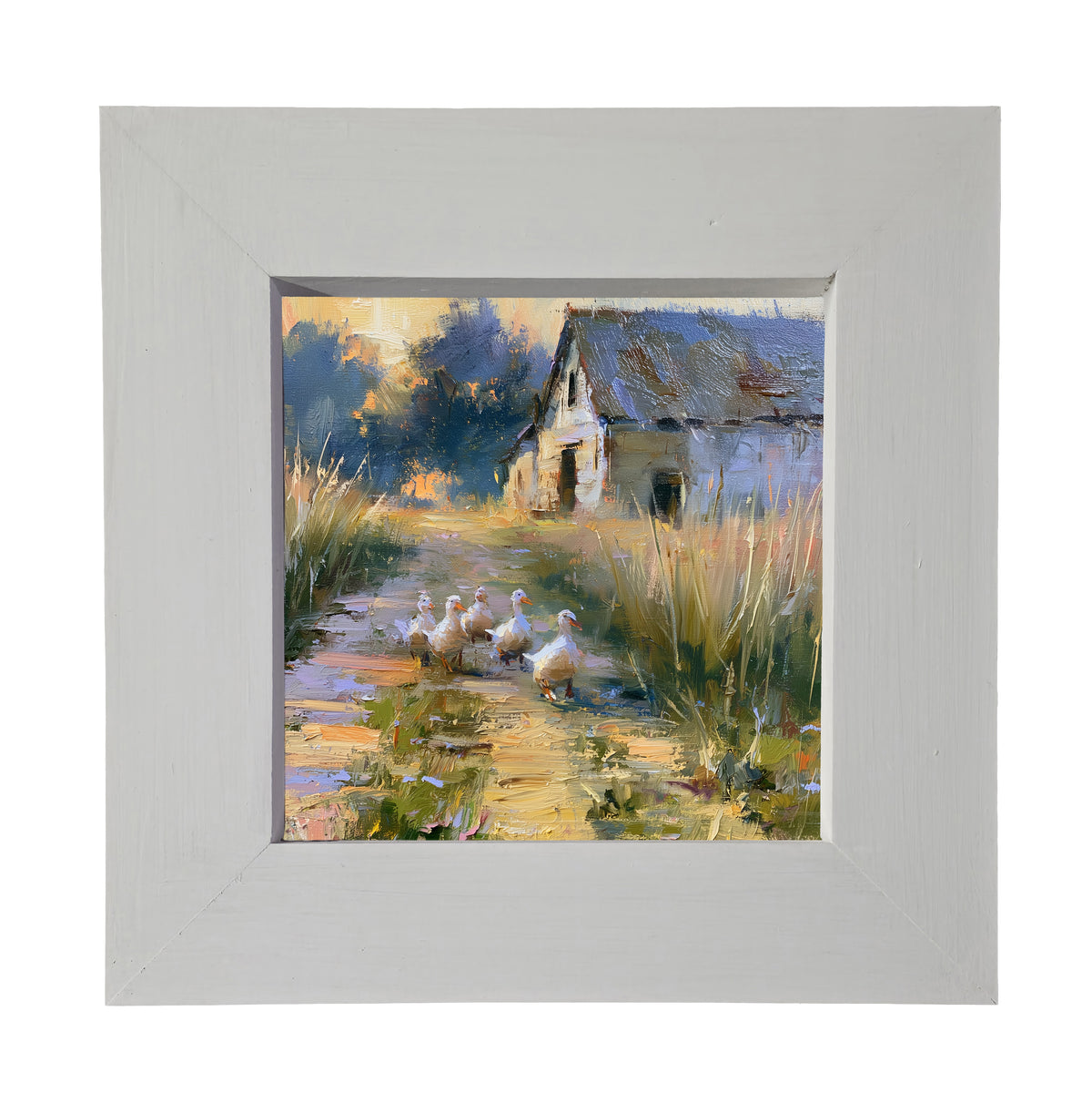A small line of ducks walking together, rendered in farmhouse style with white, black, and gold accents. — product view 3