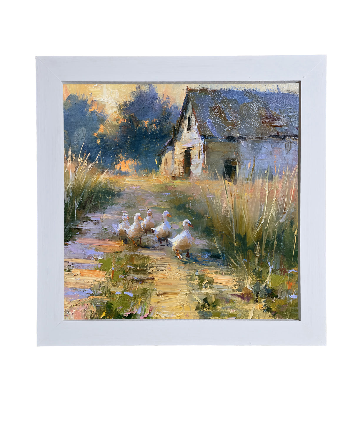 A small line of ducks walking together, rendered in farmhouse style with white, black, and gold accents. — product view 9
