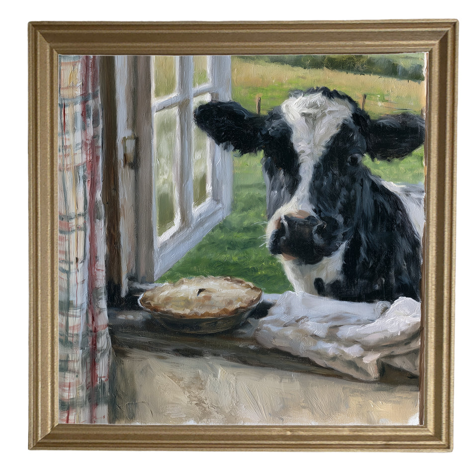Serene view from inside a quiet farmhouse kitchen, framed in white, black, and gold. — product view 8