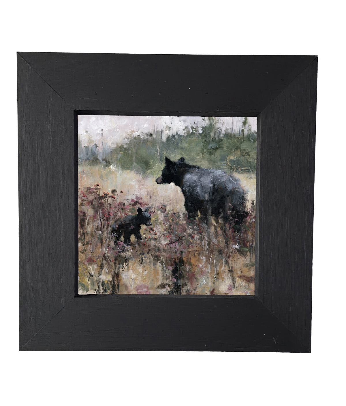 Mother black bear and cub walking together in a rustic woodland scene — product view 5