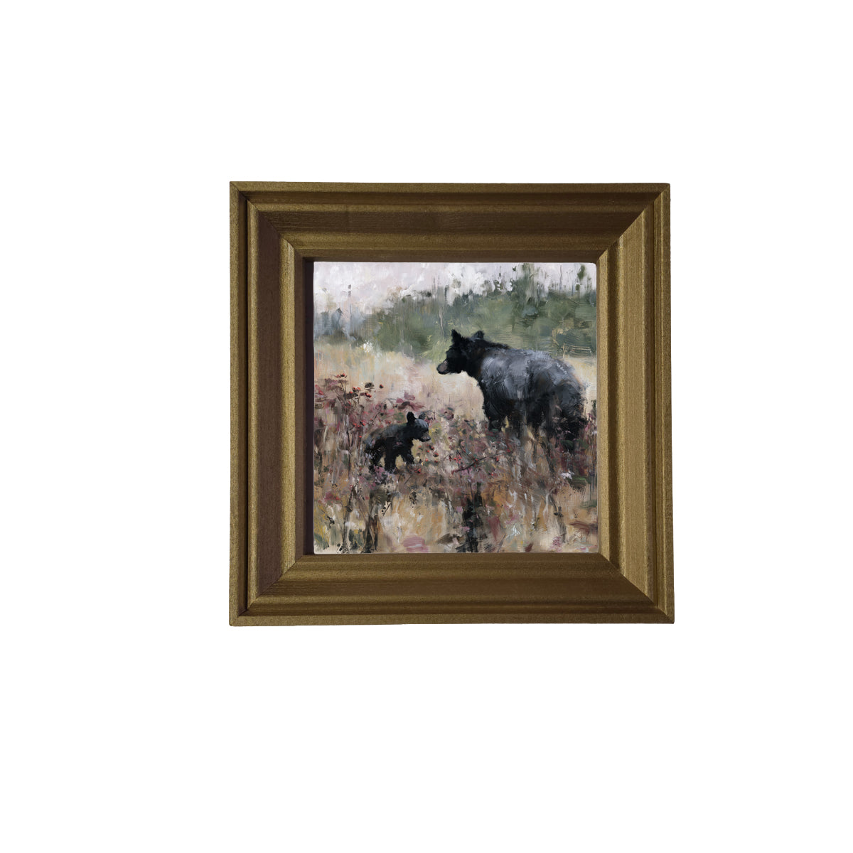 Mother black bear and cub walking together in a rustic woodland scene — product view 3