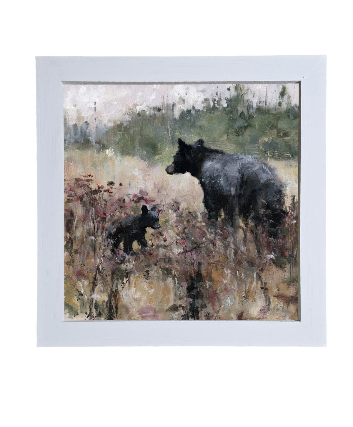 Mother black bear and cub walking together in a rustic woodland scene — product view 9