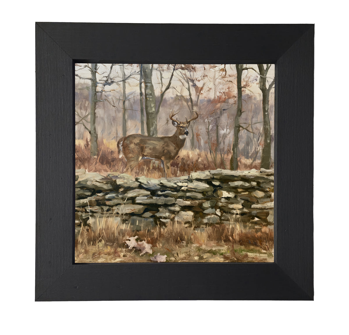traditional oil painting with loose, restrained brushwork in neutral and gold tones, framed for farmhouse decor — product view 7