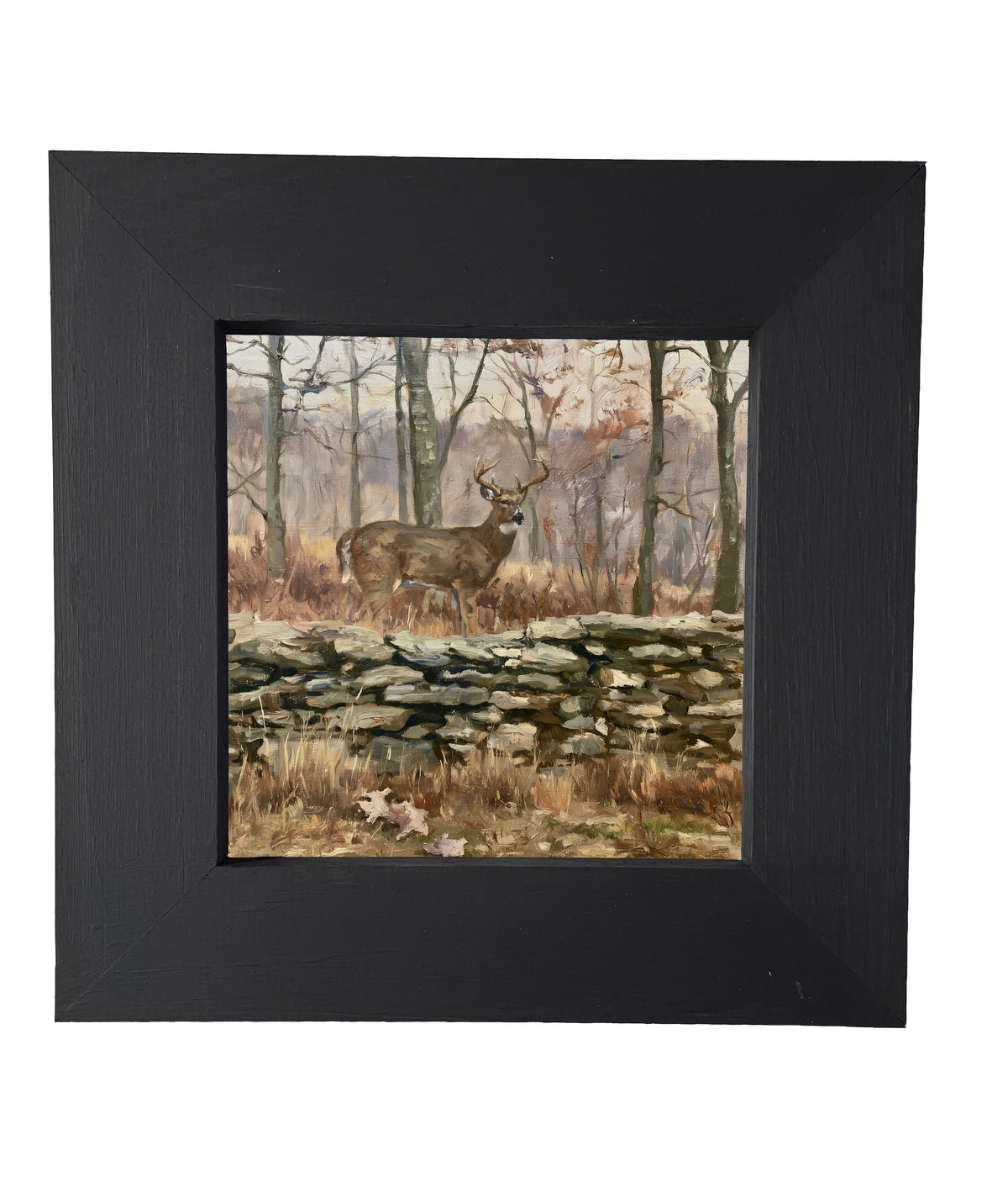 traditional oil painting with loose, restrained brushwork in neutral and gold tones, framed for farmhouse decor — product view 5