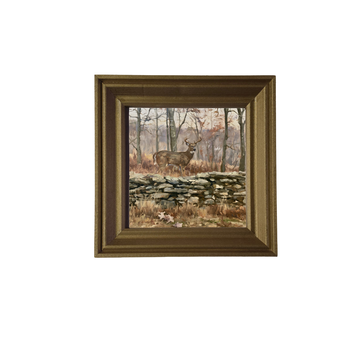 traditional oil painting with loose, restrained brushwork in neutral and gold tones, framed for farmhouse decor — product view 3