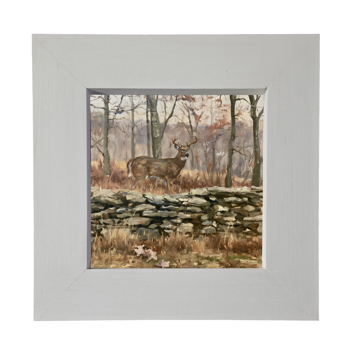 traditional oil painting with loose, restrained brushwork in neutral and gold tones, framed for farmhouse decor — product view 4