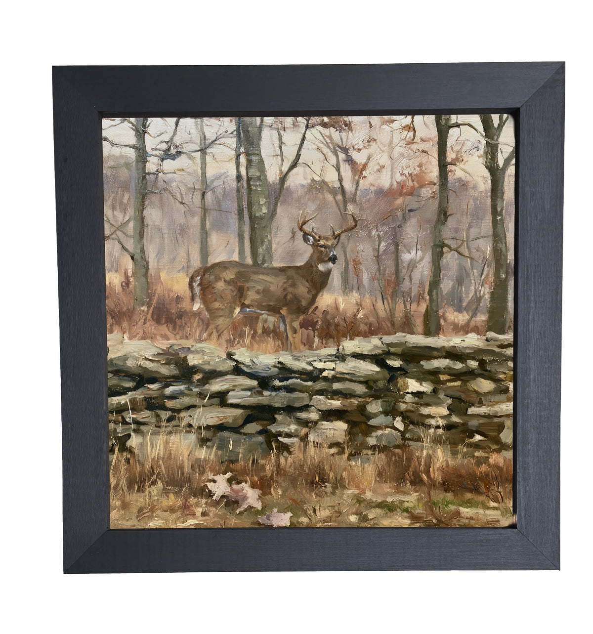 traditional oil painting with loose, restrained brushwork in neutral and gold tones, framed for farmhouse decor — product view 10