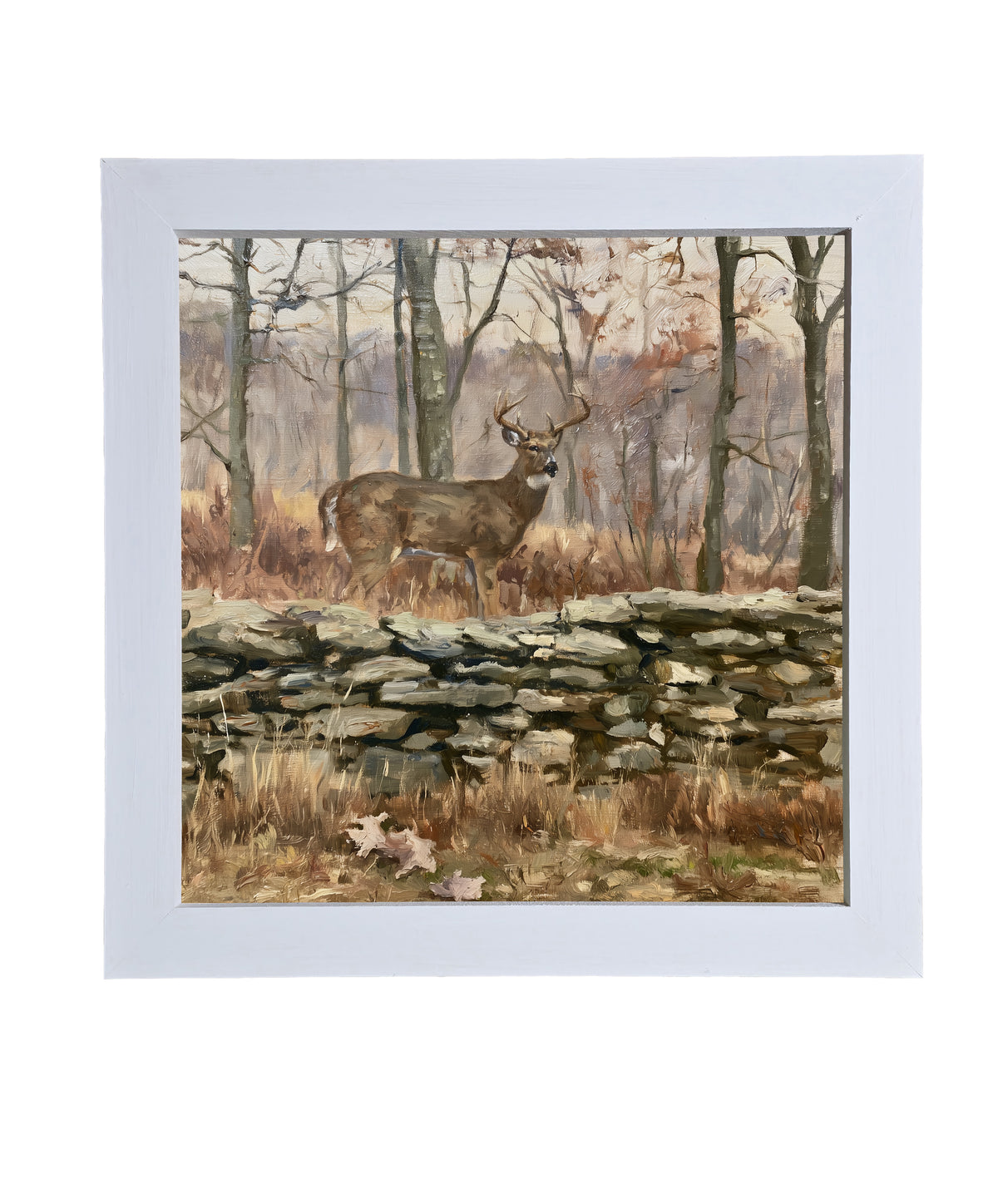 traditional oil painting with loose, restrained brushwork in neutral and gold tones, framed for farmhouse decor — product view 9