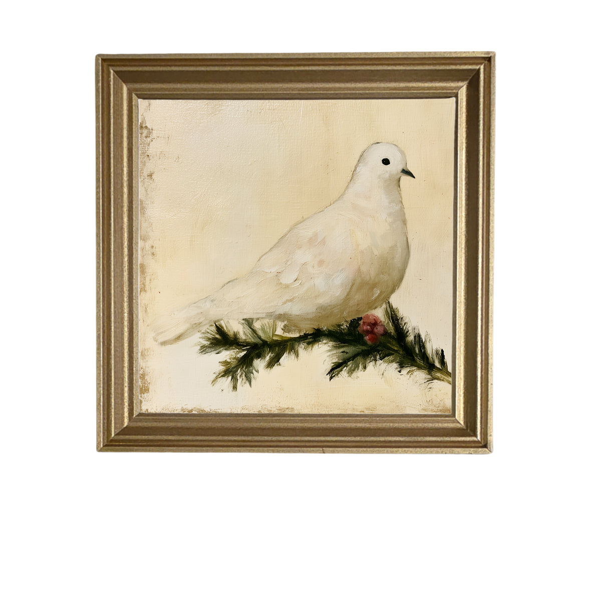 traditional oil painting with loose, restrained brushwork in neutral and gold tones, framed for farmhouse decor — product view 6