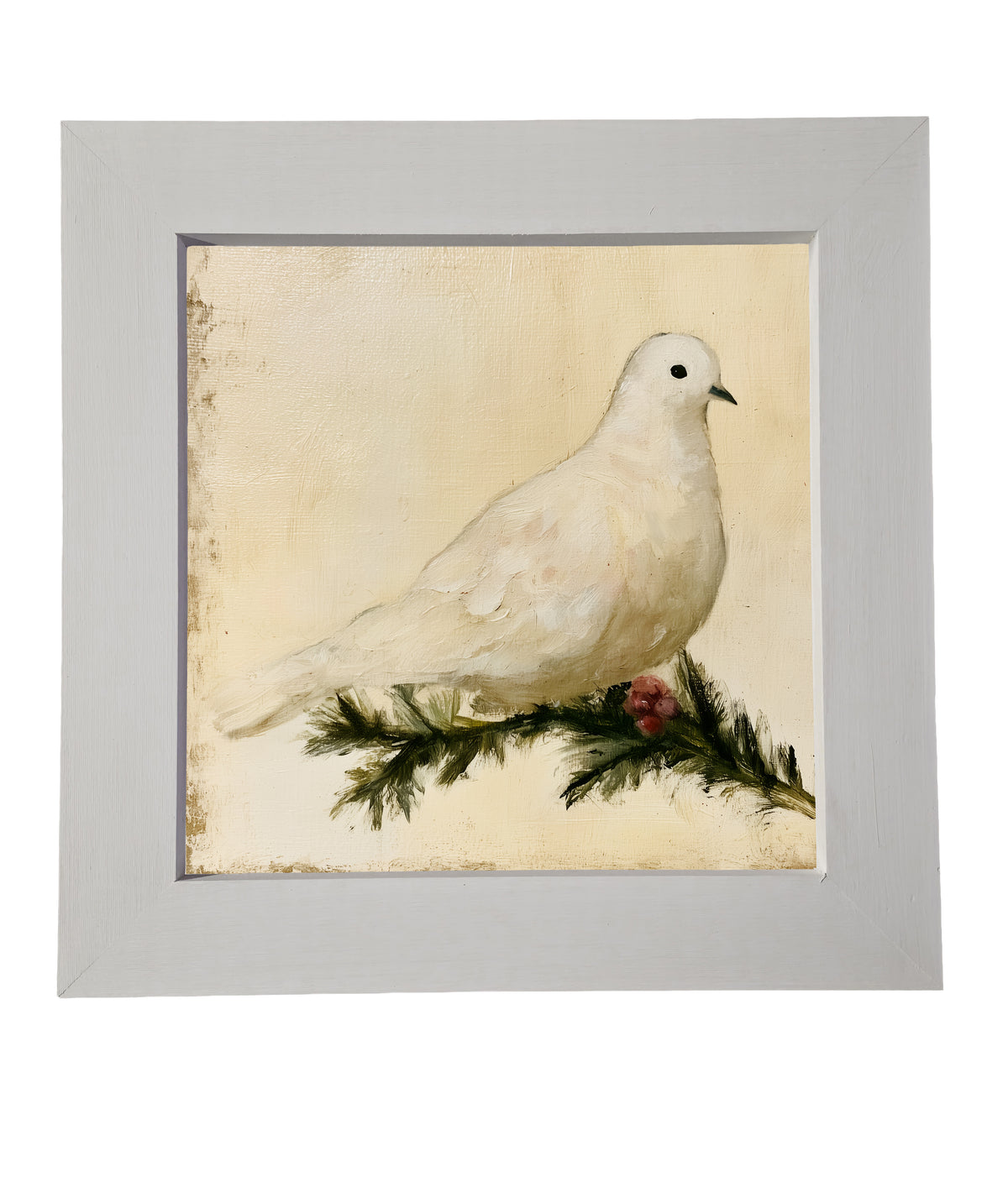 traditional oil painting with loose, restrained brushwork in neutral and gold tones, framed for farmhouse decor — product view 7